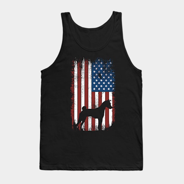 Basenji silhouette american flag 4th of july Tank Top by blacks store